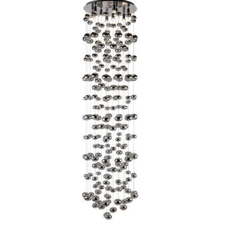 Lampa wisząca Luvia XXL AZzardo AZ1296 wykonana jest z metalu i szkła w kolorze chromu podstawa ma kształt okrągły