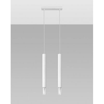 Lampa wisząca WEZYR 2 SL.0958 SOLLUX LIGHTING 2 białe tuby szklana końcówka