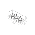 Oprawa wpuszczana SQUARES 50x3 230V z ramką Aqform 36813 potrójna techniczna - 3