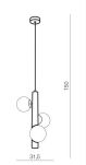 Lampa wisząca CORTEGA AZ4424 Azzardo czarna rurka z kulami - 4