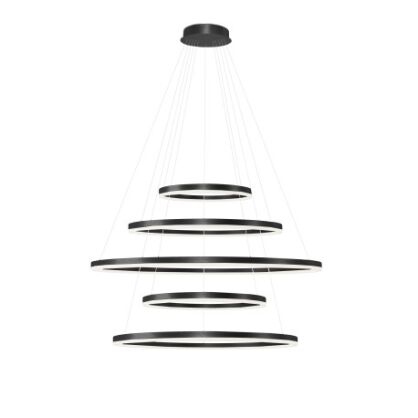 Lampa wisząca HALO PENDANT 150+120+100+80+60 CCT BK + REMOTE CONTROL czarna Azzardo AZ5351
