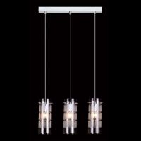 Lampa wisząca Max   MDM1957-3 Italux nowoczesna lampa wykończenie w kolorze chromu klosz w kształcie tuby mlecznym wzorem podsufitka na listwie