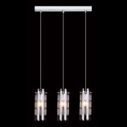 Lampa wisząca Max   MDM1957-3 Italux nowoczesna lampa wykończenie w kolorze chromu klosz w kształcie tuby mlecznym wzorem podsufitka na listwie