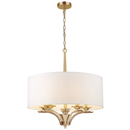 LAMPA WISZĄCA ATLANTA NIESAMOWITA EFEKTOWNA ZE ZŁOTYM KORPUSEM I TRADYCYJNYM BIAŁYM ABAŻUREM  COSMO LIGHT P05797AU
