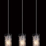 Lampa wisząca Ibiza MDM1903/3 Italux nowoczesna lampa wykończenie w kolorze chromu klosze w kształcie tub ze szkła z ozdobnymi drucikami podsufitka na listwie