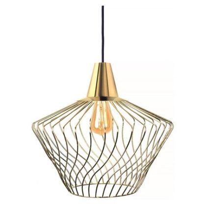 Lampa wisząca WAVE S 8861 Nowodvorski Gustowna lampa z ażurowym drucianym abażurem w kolorze złotym