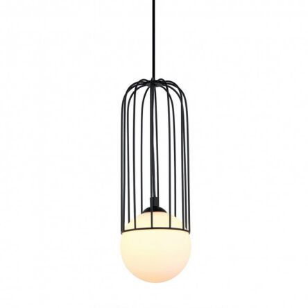 Lampa wisząca Simon MDM-3938/1 BK Italux Okrągła podsufitka czarna szklana kula 