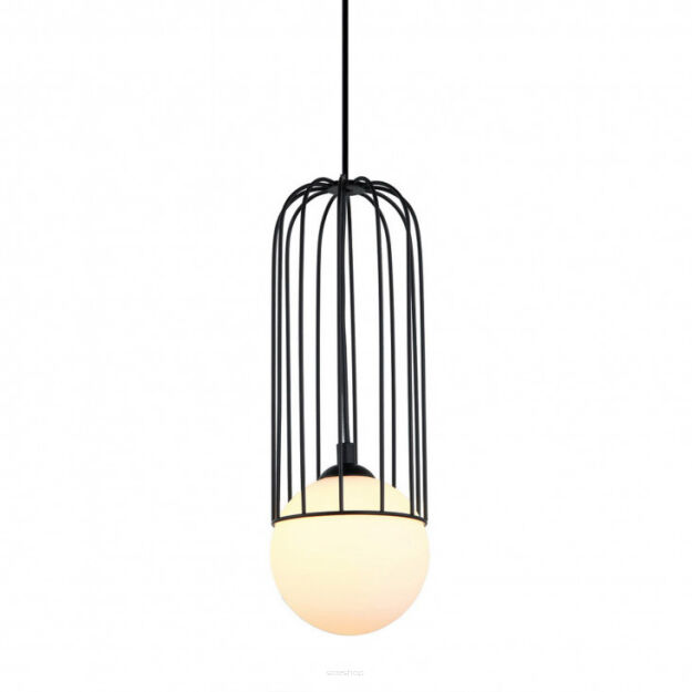 Lampa wisząca Simon MDM-3938/1 BK Italux Okrągła podsufitka czarna szklana kula 