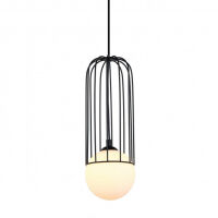 Lampa wisząca Simon MDM-3938/1 BK Italux Okrągła podsufitka czarna szklana kula 