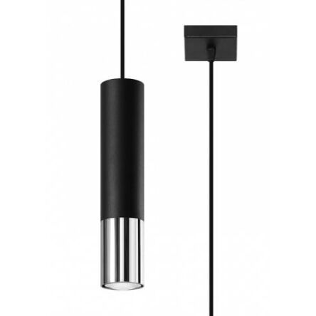 Lampa wisząca LOOPEZ SL.0940 Sollux tuba czarna/ chrom
