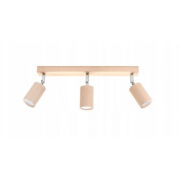PLAFON BERG 3 LAMPA SUFITOWA NATURALNE DREWNO+CHROM 3 RUCHOME ŹRÓDŁA ŚWIATŁĄ IDEALNA DO SALONU TUBA NOWOCZESNA SL.0703 SOLLUX