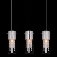 Lampa wisząca Marqu MDM1636/3A Italux  nowoczesna lampa wykończenie w kolorze chromu klosz w kształcie tuby transparentny wewnątrz zwisające kryształki podsufitka na listwie