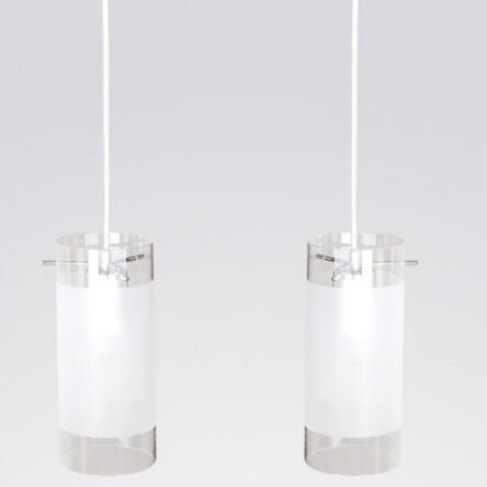 Lampa wisząca Blend MDF9489/2 Italux  nowoczesna lampa wykończenie w kolorze chromu klosze w kształcie tub ze szkła mleczno-transparentnego na listwie