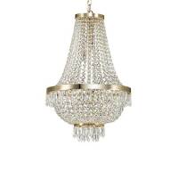 Lampa wisząca CAESAR SP9 ZŁOTY Ideal Lux 114736  klosz  z ciętych kryształów rama w kolorze chromu