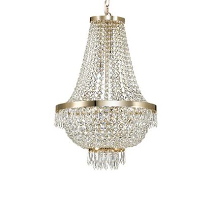 Lampa wisząca CAESAR SP9 ZŁOTY Ideal Lux 114736  klosz  z ciętych kryształów rama w kolorze chromu