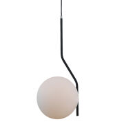 Lampa wisząca  CARIMI PND-3300-1-BK Italux  PONADCZASOWY BIAŁY KLOSZ E27 CZARNY SATYNOWY KORPUS
