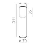 Plafon MODERN GLASS Tube SP GU10 Aquaform 40461 klosz ze szkła dymiony - 2