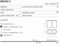 LAMPA NATYNKOWA   Bross 2 biały AZzardo AZ0859 techniczna biała podwójna  - 3