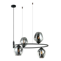 Lampa wisząca ROXANE MDM-4046-4 BK+SG Italux PRZYDYMIONE KLOSZE UMIESZCZONE NA CZARNEJ OBRĘCZY