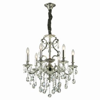 Lampa wisząca Gioconda SP6 ARGENTO Ideal Lux  044927   z odlewu metalu w kolorze złotym wisiorki  z kryształków