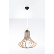 NIETYPOWA LAMPA  WISZĄCA ELZA NATURALNE DREWNO AŻUROWY KLOSZ NOWOCZESNA SL.0641 SOLLUX