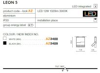  Lampa sufitowa LEON 5 AZ3488 Azzardo wbudowany moduł LED regulowany kąt padania strumienia światła - 2