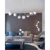Lampa wisząca SYBILLA 10 PENDANT DEL-8389-10P AZ2100 białe szklane klosze w kształcie kul na listwie