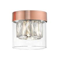 Plafon GEM Modne połączenie korpusu w kolorze miedzi szklanego klosza i kryształków STYLOWA ELEGANCKA ZUMALINE C0389-01A-L7AC