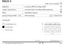 Lampa sufitowa wpuszczana nowoczesna czarny Paco 3 AZzardo GM2301 BK, Az0803 - 3