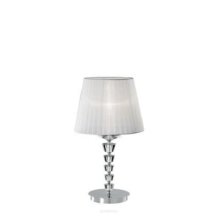 Lampa stołowa Pegaso TL1 BIG Ideal Lux 059259   metalowa oprawa wykończona w chromie klosz z  białej organzy
