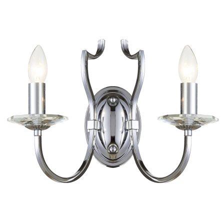 KINKIET RIGA PIĘKNA STYLOWA Z 2 ŹRÓDŁAMI ŚWIATŁA O WYGLĄDZIE ŚWIECZEK COSMO LIGHT W02779CH
