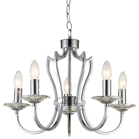 LAMPA WISZĄCA RIGA PIĘKNA STYLOWA Z 5 ŹRÓDŁAMI ŚWIATŁA O WYGLĄDZIE ŚWIECZEK COSMO LIGHT P05762CH