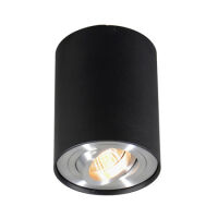 PLAFON ZUMA LINE RONDOO SPOT 89201 Z ALUMINIUM W KOLORZE CZARNYM  Z CHROMOWANYM PIERŚCIENIEM NOWOCZESNA TUBA