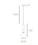 Lampa wisząca LA SPEZIA P01336BK Cosmo Light szklana kula z marmurowym elementem dekoracyjnym - 2