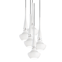 Lampa wisząca Tasos 5 AZzardo MD2095A-5W AZ0261  nietypowy elegancki klosze są wykonane z metalu chromowanego i szkła w kolorze białym