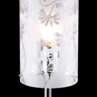Lampka stołowa Sense MTM1673-1 Italux  nowoczesna lampa wykończenie w kolorze chromu klosz w kształcie tuby ze szkła z dekoracyjnymi motywami kwiatowymi