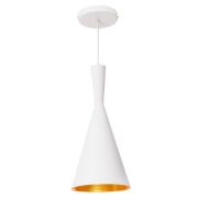 Lampa wisząca Garda 1 biała LP-42001/1P BIAŁY Light Prestige nowoczesna biała ze złotym środkiem stożek 　