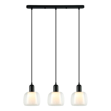 Lampa wisząca Lamezia Lamezia PND-67594-3-BK+CL Italux trzy szklane klosze z metalowym dodatkiem nowoczesne
