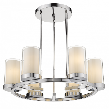 Lampa wisząca MIAMI P06998CH cosmo light PODWÓJNIE szklany klosz NIETYPOWA forma okrągły korpus