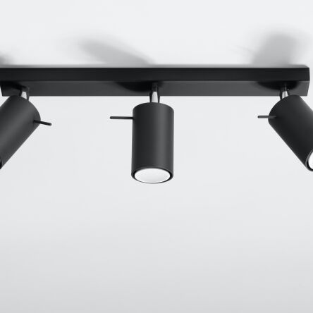Stylowa Lampa sufitowa plafon RING 3 czarny SL.0093 SOLLUX LIGHTING nowoczesny klosze tuby