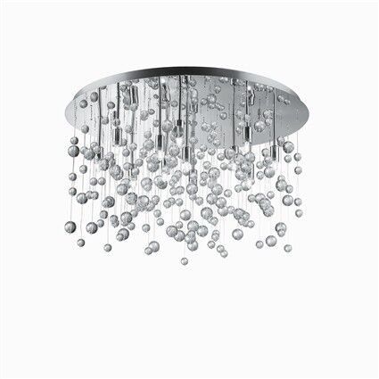 Plafon Neve PL12 Ideal Lux 022239  Klosz tworzy dekoracyjne szklane bombki zawiszone na nylonowych strunach