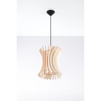  LAMPA  WISZĄCA ORIANA GUSTOWNA NATURALNE DREWNO AŻUROWY KLOSZ NOWOCZESNA SL.0642 SOLLUX