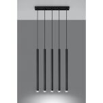 LAMPA WISZĄCA PASTELO 5 Czarna Rura Walec Led SOLLUX  Lampa Ścienna NOWOCZESNY stal  SL.0472 metalowa lampa - 2