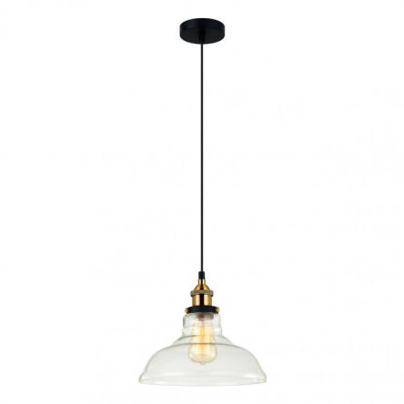 Lampa wisząca HUBERT MDM-2381/1 Italux Czarno / złota z przezroczystym kloszem