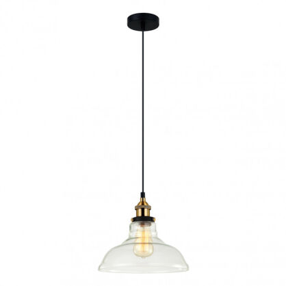 Lampa wisząca HUBERT MDM-2381/1 Italux Czarno / złota z przezroczystym kloszem