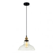 Lampa wisząca HUBERT MDM-2381/1 Italux Czarno / złota z przezroczystym kloszem