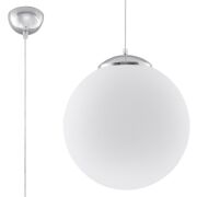 Lampa Wisząca Piękne Szkło UGO 30 Mleczna Kula SL.0264 nowoczesna klosz z białego szkła metalowe elementy w kolorze srebrnym