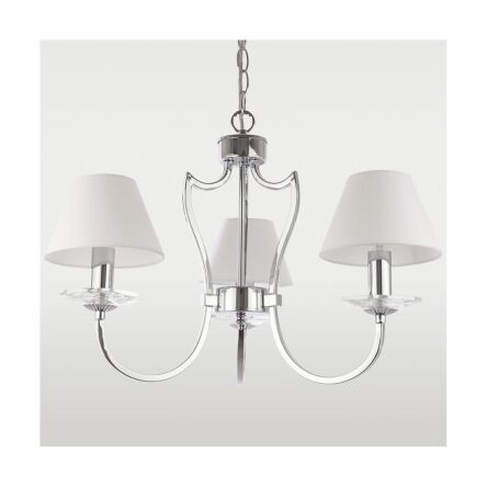 LAMPA WISZĄCA RIGA ABAŻUR PIĘKNA STYLOWA Z 3 ŹRÓDŁAMI ŚWIATŁA O WYGLĄDZIE ŚWIECZEK COSMO LIGHT P03755CH