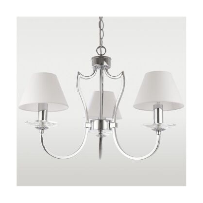 LAMPA WISZĄCA RIGA ABAŻUR PIĘKNA STYLOWA Z 3 ŹRÓDŁAMI ŚWIATŁA O WYGLĄDZIE ŚWIECZEK COSMO LIGHT P03755CH