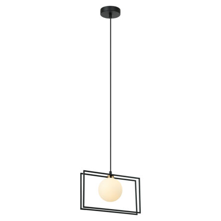 Lampa wisząca Grosetta PND-53423-1-BK Italux kula umieszczona w podwójnej czarnej ramce